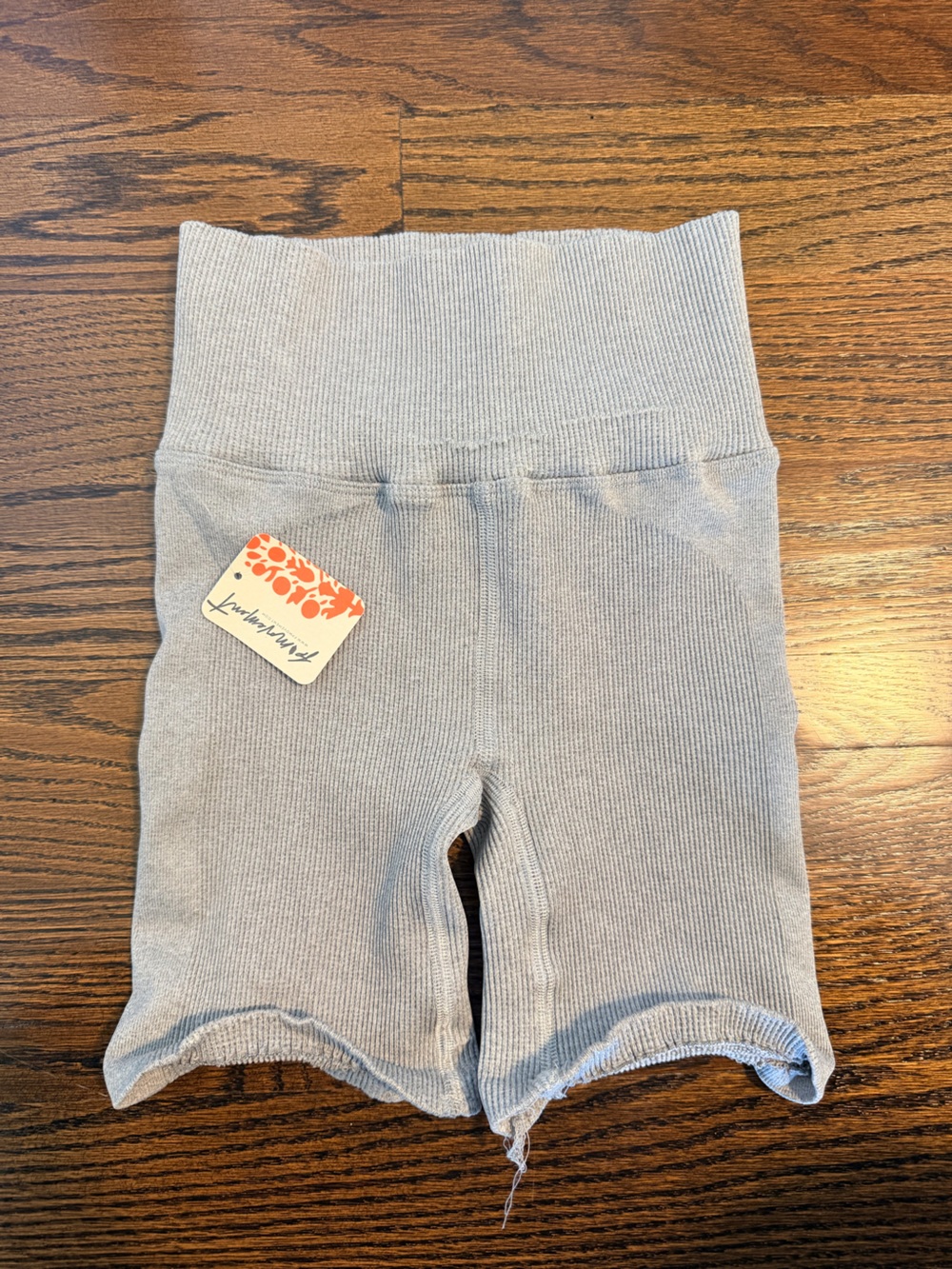 Free People Light Gray Ribbed Bike Shorts